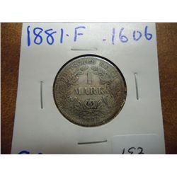 1881-F GERMAN SILVER MARK .1606 OZ. ASW
