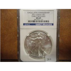 2011 AMERICAN SILVER EAGLE NGC MS69