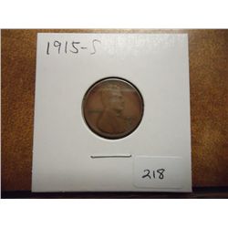 1915-S LINCOLN CENT SEMI KEY (FINE)