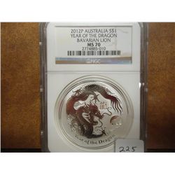 2012-P AUSTRALIA SILVER DOLLAR YEAR OF THE DRAGON