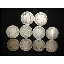 10 ASSORTED BARBER DIMES