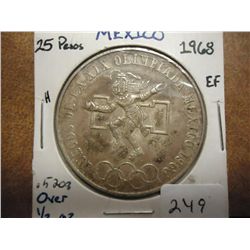 1968 MEXICO SILVER 25 PESOS .5208 OZ. ASW