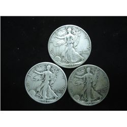 1941,42 & 43 WALKING LIBERTY HALF DOLLARS