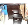 Image 1 : DARK WOOD 5 DRAWER HIGHBOY DRESSER AND 2 DRAWER NIGHT STAND