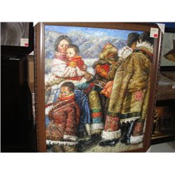 FRAMED INUIT OIL PAINTING