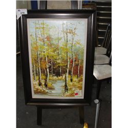 OIL ON CANVAS TREES FRAMED ARTWORK