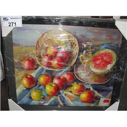 OIL ON CANVAS FRUIT BOWL FRAMED ARTWORK