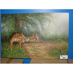 OIL ON CANVAS TIGERS ARTWORK