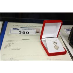 STERLING SILVER DIAMOND HEART NECKLACE SET WITH 10 DIAMONDS. COMES WITH $575 CERTIFICATE