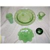 Image 2 : (5) PIECE VINTAGE GREEN GLASS LOT