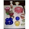 Image 1 : (10) PIECE ASSORTED COLORED GLASS & FENTON LOT, AS SHOWN