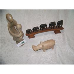 (3) PIECE ASSORTED AFRICAN SCULPTURE LOT