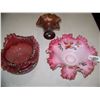 Image 2 : (3) PIECE DECORATIVE VINTAGE GLASS DISH LOT