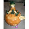 Image 1 : VINTAGE PUMPKIN COOKIE JAR , MADE IN USA CERAMIC