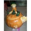Image 2 : VINTAGE PUMPKIN COOKIE JAR , MADE IN USA CERAMIC