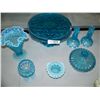 Image 1 : (7) PIECE VINTAGE BLUE GLASS ASSORTED LOT, AS SHOWN