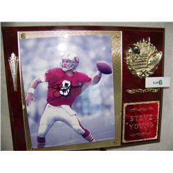STEVE YOUNG HAND SIGNED SAN FRANCISCO 49ERS PLAQUE