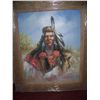 Image 1 : D. LEE, ORIGINAL OIL ON CANVAS PORTRAIT OF AN INDIAN WARRIOR. SIGNED LOWER RIGHT, FRAMED