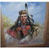 Image 2 : D. LEE, ORIGINAL OIL ON CANVAS PORTRAIT OF AN INDIAN WARRIOR. SIGNED LOWER RIGHT, FRAMED