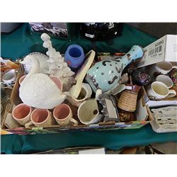 BOX OF CERAMICS AND MORE VINTAGE & OTHER ITEMS