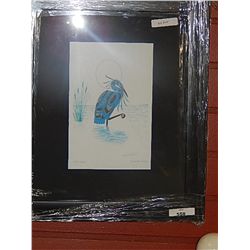 FRAMED PRINT "BLUE HERON - RICHARD SHORTY - GALLERY $175