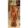 Image 1 : HAND CRAFTED SOLID TEAK CARVING - NATIVE WITH GAZELLE APPROX. 3' TALL