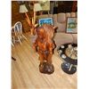 Image 2 : HAND CRAFTED SOLID TEAK CARVING - NATIVE WITH GAZELLE APPROX. 3' TALL