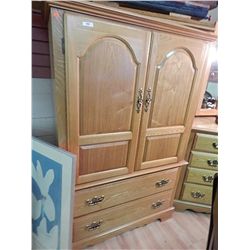 SOLID OAK HIGH BOY DRESSER