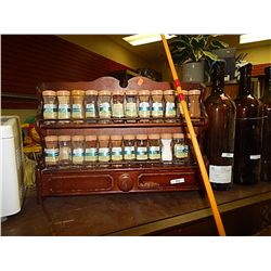 WOOD SPICE RACK AND SPICES