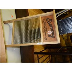 VINTAGE WOOD AND GLASS  WASHBOARD