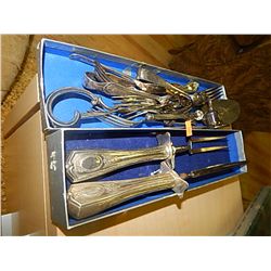 VINTAGE CUTLERY AND SERVING UTENSILS - SILVER PLATE - 2 BOXES