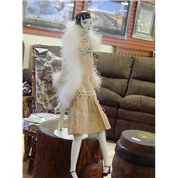 VINTAGE PORCELEIN FLAPPER DOLL AND STAND