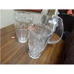 CRYSTAL VASES - 2 & 1 GLASS VASE