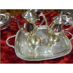 SILVER PLATED COFFEE, TEA SET - 5 PC TOTAL