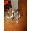Image 1 : CRYSTAL SHERRI GLASSES - 4 & CROSS & OLIVE CRYSTAL WINE GLASSES - 4 = 8 TOTAL