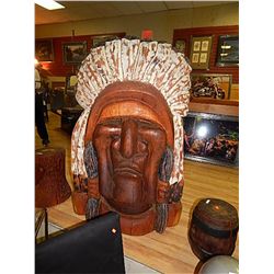 UNIQUE HAND CHAIN SAW CARVED STATUE OUT OF ONE OLD GROWTH CEDAR LOG - NATIVE INDIAN - EXTRA LARGE