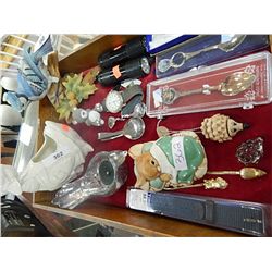 LOT ASSORTED COLLECTABLES, BIRDS, SPOONS ETC