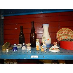 SHELF LOT FIGURES AND BOTTLES