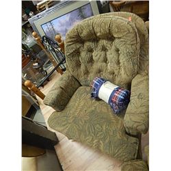 UPHOLSTERD SWIVEL ROCKER ARM CHAIR