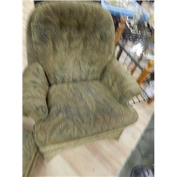 UPHOLSTERD SWIVEL ROCKER ARM CHAIR