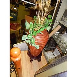 LARGE TERRA COTTA BASE WITH STAND AND GREENERY