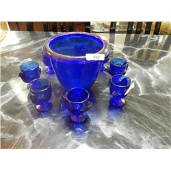 COBALT BLUE GLASSWARE - 9PC