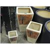Image 1 : CERAMIC PLANT POT SET - 3 PC - 17", 12" & 8" TALL - TREE'S