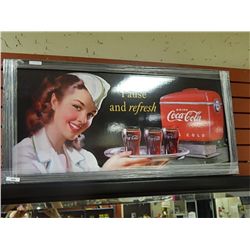 FRAMED PRINT ON BOARD - COCA COLA ADVERTISING