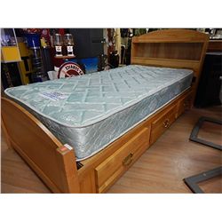 SINGLE CAPTAINS BED - MAPLE WITH MATTRESS (from estate)