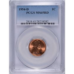 1954-D LINCOLN CENT, PCGS MS-65 RED