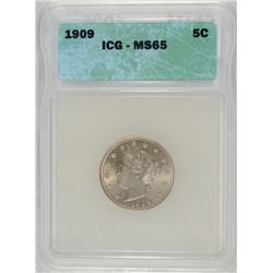 1909 LIBERTY "V" NICKEL, ICG MS65 GEM!