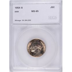 1954-S JEFFERSON NICKEL, SEGS MS-65  GEM!