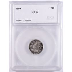 1899 BARBER DIME, SEGS MS-63  NICE!