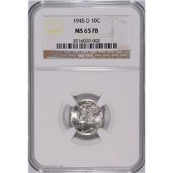 1945-D MERCURY DIME, NGC MS-65 FB!